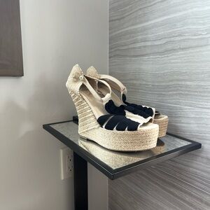 Castañer | Rare Espadrilles Platform cream & black Summer Wedges ankle strap